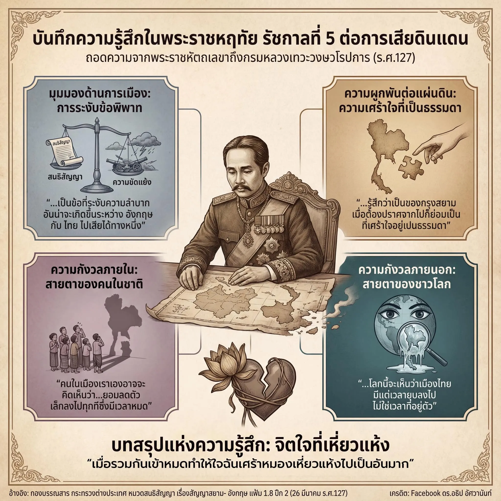 บันทึกความรู้สึกในพระราชหฤทัย รัชกาลที่ 5 ต่อการเสียดินแดน
